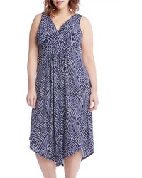 Karen Kane Plus Size Asymmetrical Hem Geo Print Midi Dress