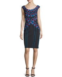 Tadashi Shoji Cap Sleeve Geometric Print Sheath Dress