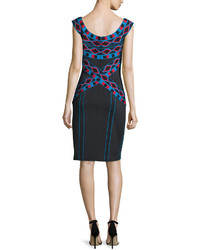 Tadashi Shoji Cap Sleeve Geometric Print Sheath Dress