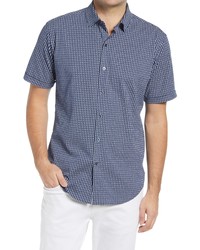 Bugatchi Geometric Knit Short Sleeve Button Up Shirt