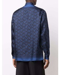 Versace Geometric Print Silk Shirt