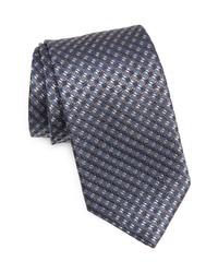 David Donahue Geometric Silk Tie In Bluebrown At Nordstrom