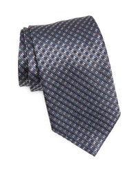 David Donahue Neat Silk X Long Tie In Bluechocolate At Nordstrom