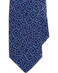 Barneys New York Geometric Jacquard Neck Tie Blue