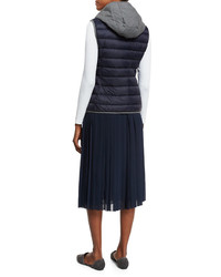 Peserico Contrast Trimmed Hooded Puffer Vest Navy