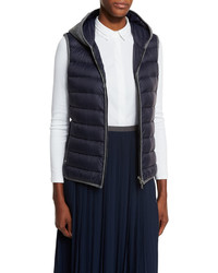 Peserico Contrast Trimmed Hooded Puffer Vest Navy