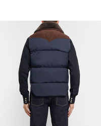 Kingsman Rocky Mountain Featherbed Suede And Shearling Trimmed Quilted Faille Down Gilet
