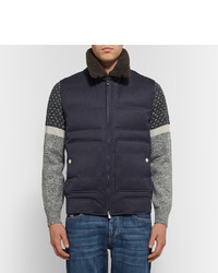 Brunello Cucinelli Shearling Trimmed Quilted Twill Down Gilet