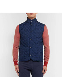 Isaia Slim Fit Quilted Printed Shell Gilet