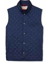 Isaia Slim Fit Quilted Printed Shell Gilet