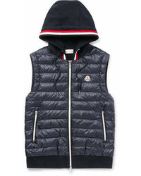 Moncler Slim Fit Quilted Shell And Loopback Cotton Jersey Hooded Gilet