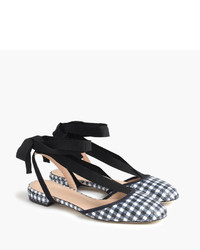J.Crew Gingham Ankle Wrap Flats