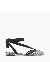 J.Crew Gingham Ankle Wrap Flats