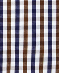 English Laundry Gingham Cotton Dress Shirt Navy Bluebrown