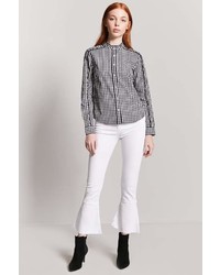 Forever 21 Gingham Ruffle Button Front Shirt