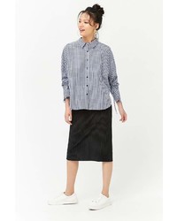 Forever 21 Ruched Sleeve Gingham Shirt