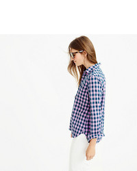 J.Crew Tall Gingham Popover Shirt In Blue And Lilac