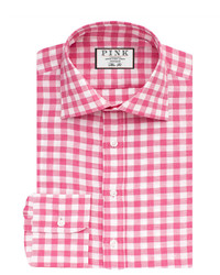 Thomas Pink Porter Check Slim Fit Button Cuff Shirt