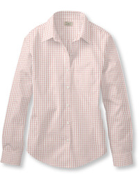 L.L. Bean Wrinkle Free Pinpoint Oxford Shirt Relaxed Fit Long Sleeve Gingham