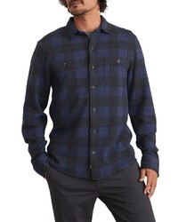 Marine Layer Cotton Blend Shacket In Blue Buffalo Plaid At Nordstrom