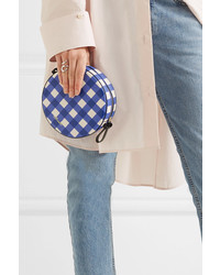 Diane von Furstenberg Circle Gingham Leather Shoulder Bag Blue