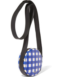 Diane von Furstenberg Circle Gingham Leather Shoulder Bag Blue