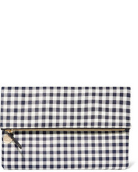 Clare Vivier Clare V Supreme Gingham Leather Clutch Navy
