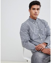 Abercrombie & Fitch Core Poplin Gingham Shirt Slim Fit In Navy