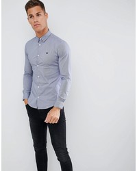 Emporio Armani Slim Fit Gingham Shirt In Navy