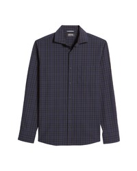 Nordstrom Trim Fit Stefano Gingham Tech Smart Button Up Shirt In Navy