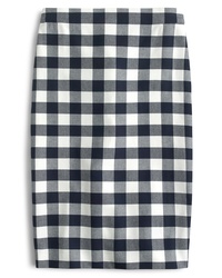 Navy Gingham Pencil Skirt