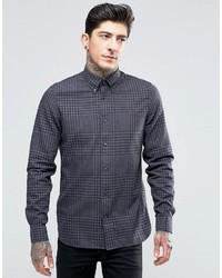 Fred Perry Shirt In Gingham Twill In Graphite Marl In Slim Fit