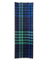 Paul Smith Gingham Block Silk And Cashmere Blend Scarf