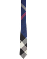 Burberry Navy Silk Check Jacquard Modern Cut Tie