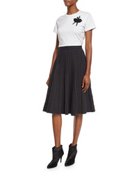 Marc Jacobs Pleated Gingham A Line Skirt Gingham