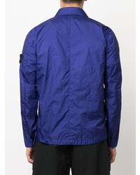 Stone Island Compass Patch Crinkled Zip Up Overshirt