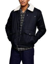 Topman Nebraska Faux Shearling Collar Jacket