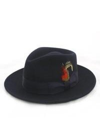 Ferrecci Navy Wool Felt Banded Fedora Hat