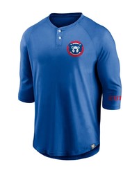 FANATICS Branded Royal Chicago Cubs Sport Resort Weathered Henley Washed Raglan 34 Sleeve T Shirt