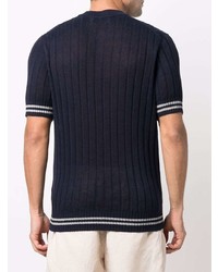 Brunello Cucinelli Button Placket Ribbed Knit T Shirt