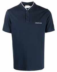 Calvin Klein Collarless Logo Print Polo Shirt