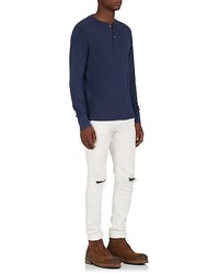 Barneys New York Cotton Thermal Knit Henley