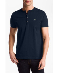 Lacoste Short Sleeve Henley T Shirt Navy Blue 8