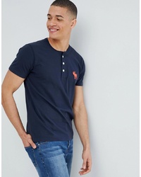 Abercrombie & Fitch Large Icon Logo Henley T Shirt In Navy