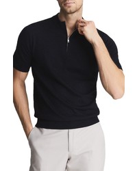 Reiss Moswell Quarter Zip Wool Polo In Navy At Nordstrom