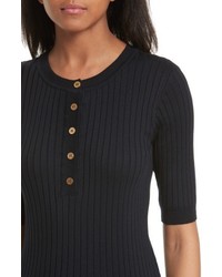 Tory Burch Ribbed Cotton Cashmere Henley