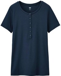 Uniqlo Supima Cotton Short Sleeve Henley Neck T Shirt