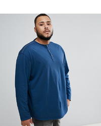 replika Plus Long Sleeve Henley T Shirt In Blue