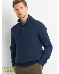 Gap Textured Henley Mockneck Sweater