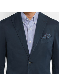 Boglioli Blue K Jacket Slim Fit Herringbone Stretch Cotton Blend Suit Jacket